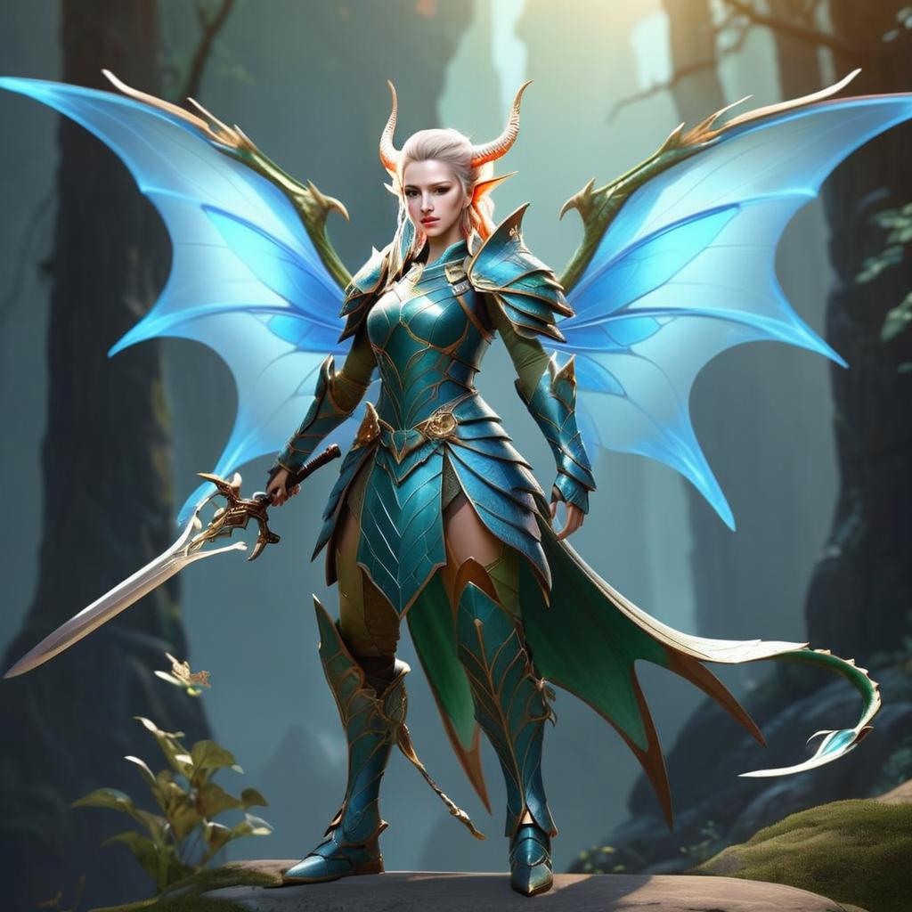 Powerful Woman Warrior in Mystical Forest Powerful Woman Warrior in Mystical Forest
