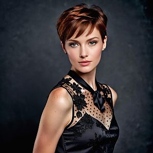 Confident Woman in Stylish Black Dress