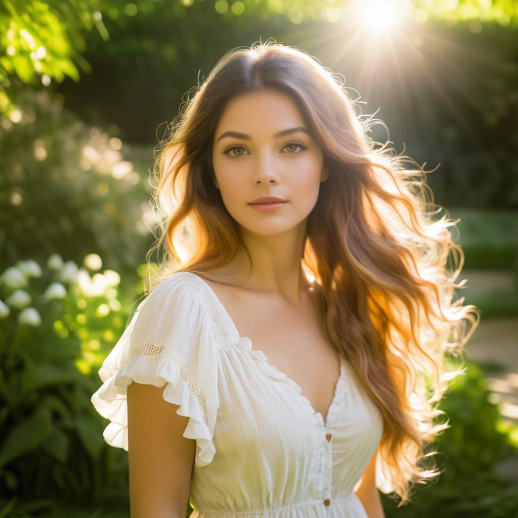 Serene Woman in Lush Garden