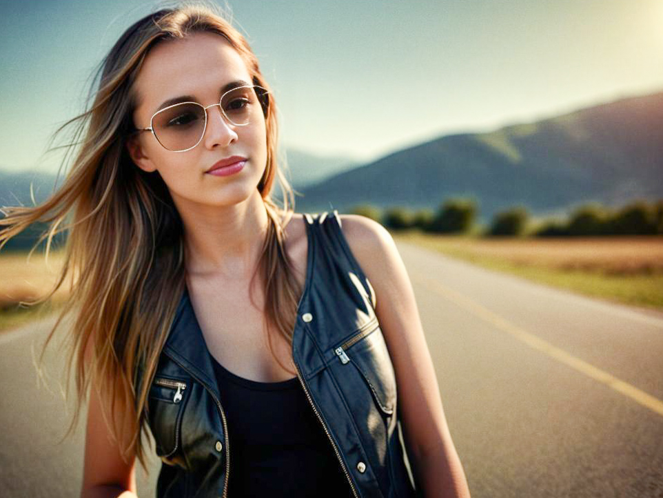 Stylish Woman on Scenic Road