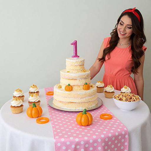 First Birthday Celebration with Pumpkin Cake and Cupcakes