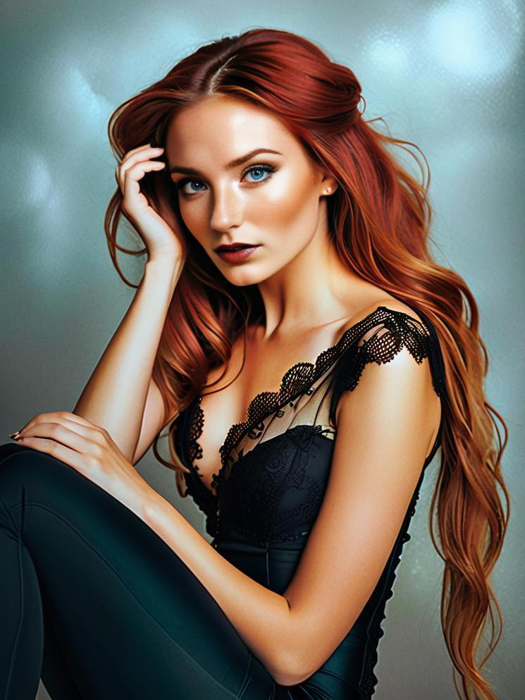 Elegant Portrait of a Woman with Red Hair