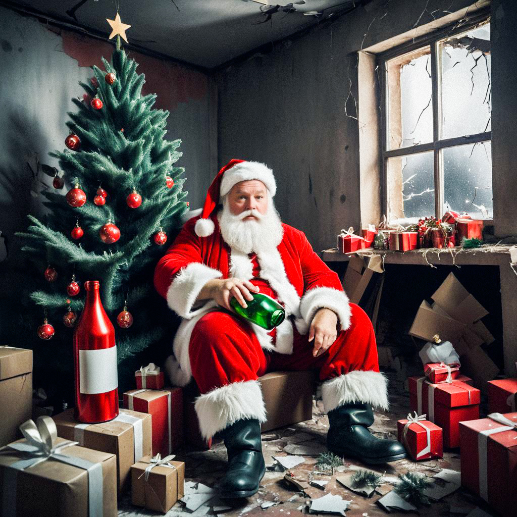 Whimsical Santa Claus with Gifts