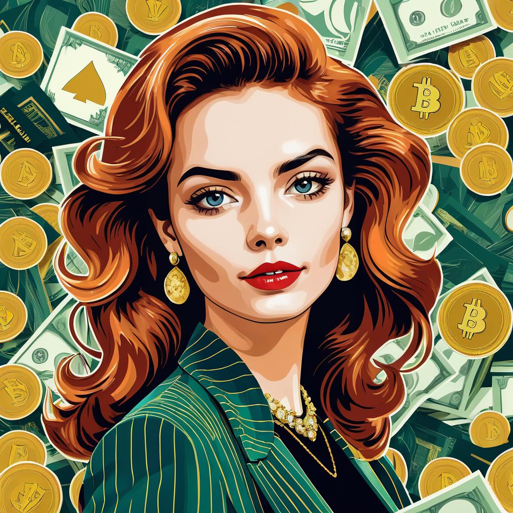 Confident Woman in Money and Gold Illustration