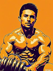 Muscular Man with Dumbbell - Comic Style