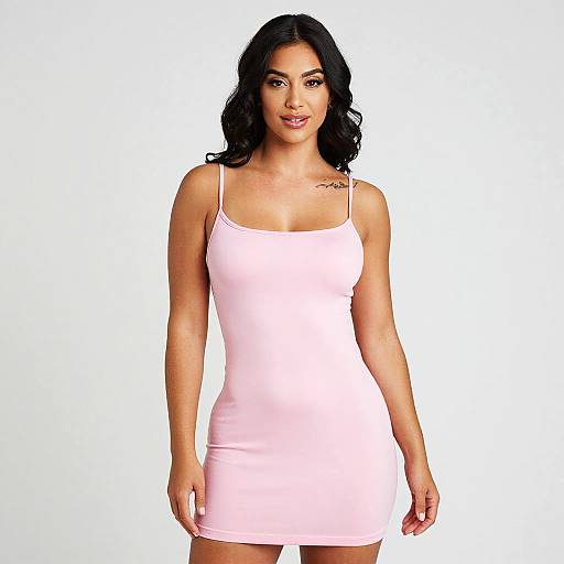 Woman in Light Pink Spaghetti Strap Bodycon Dress