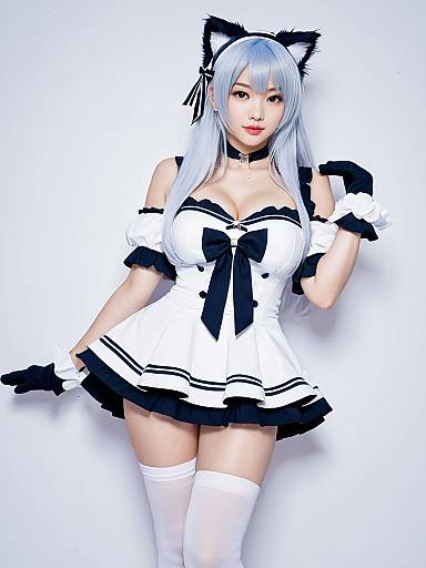 Hammann Azur Lane Cosplay Woman in Sailor Outfit with Cat Ears