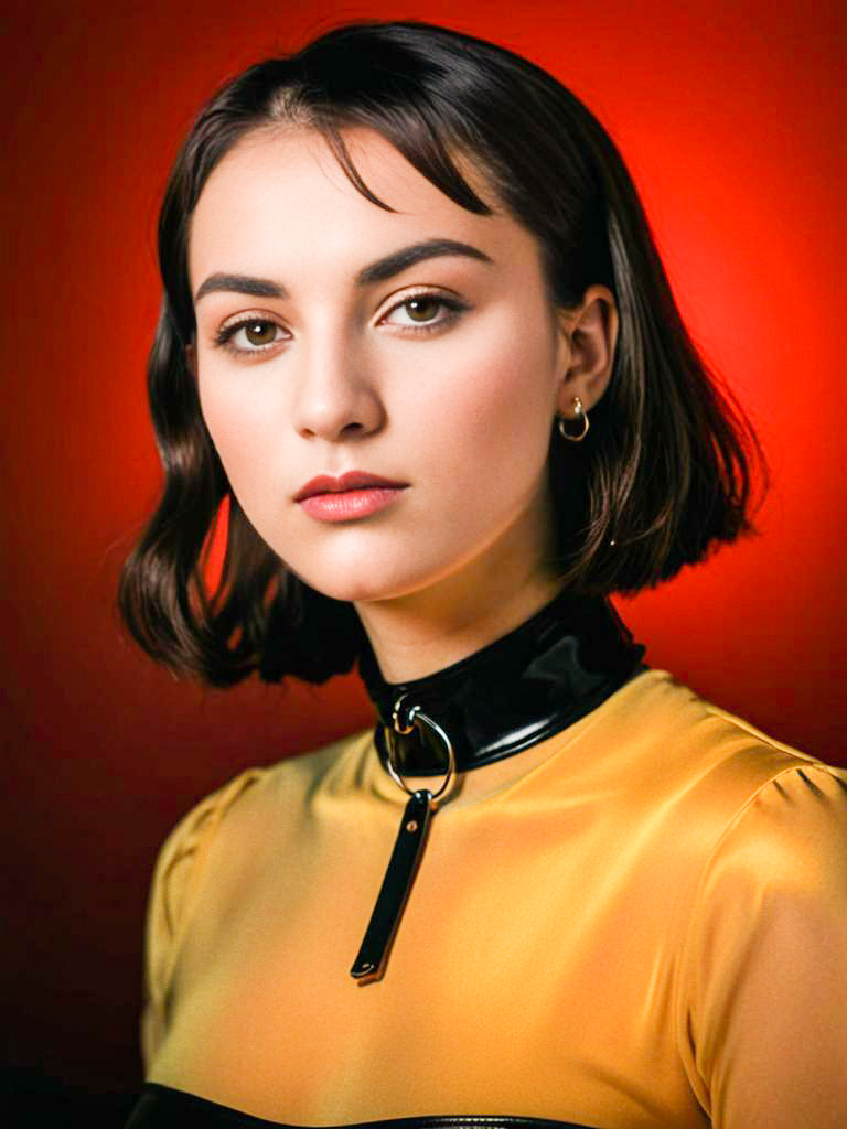 Woman with Bob Hairstyle and Yellow Top