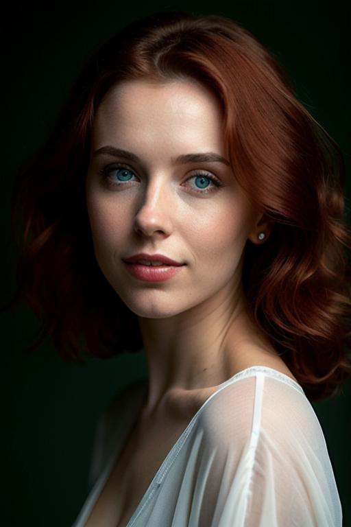 Woman with Blue Eyes and Red Hair