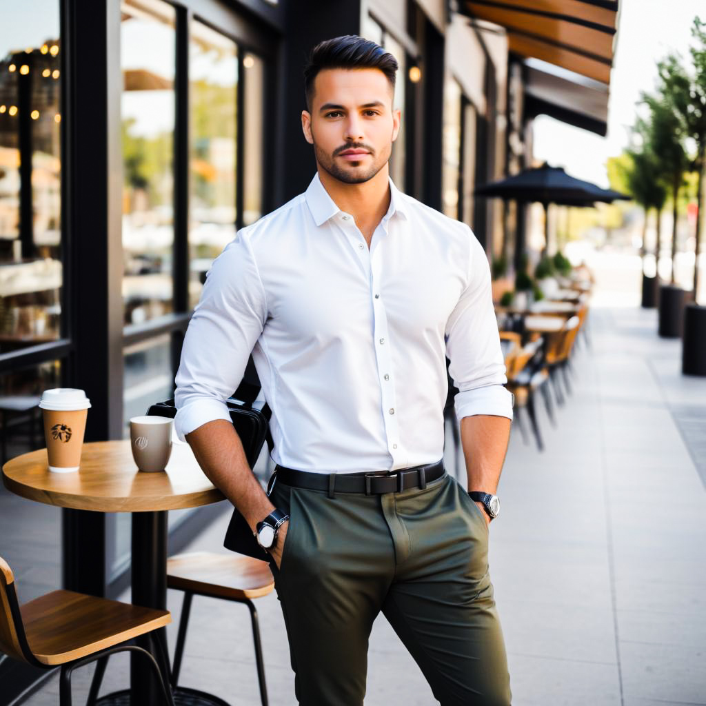 Stylish Man Outside Modern Café