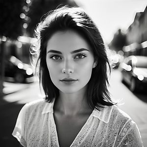 Black and White Portrait of Young Woman