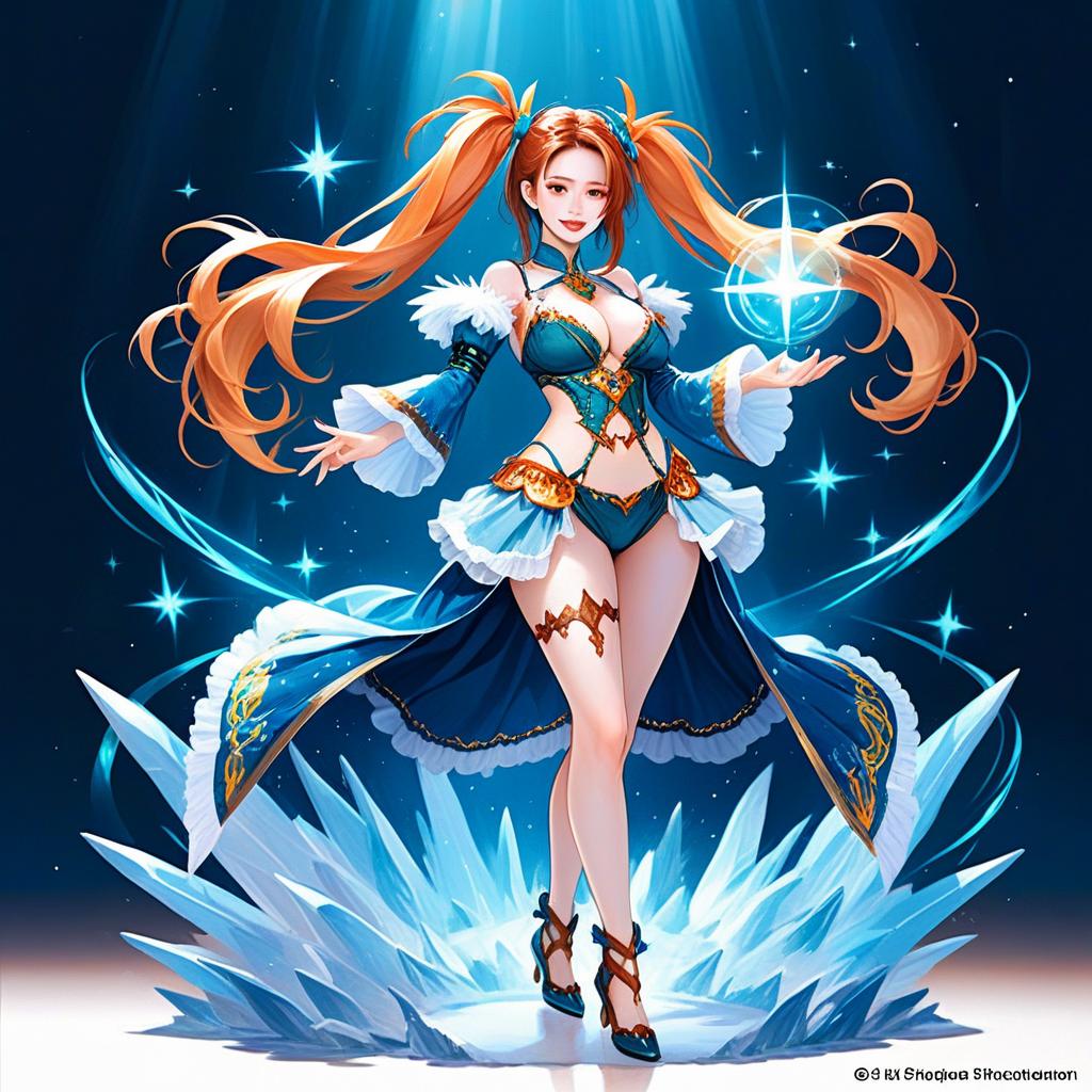 Fantasy Woman with Orange Hair Conjuring Magic Fantasy Woman with Orange Hair Conjuring Magic