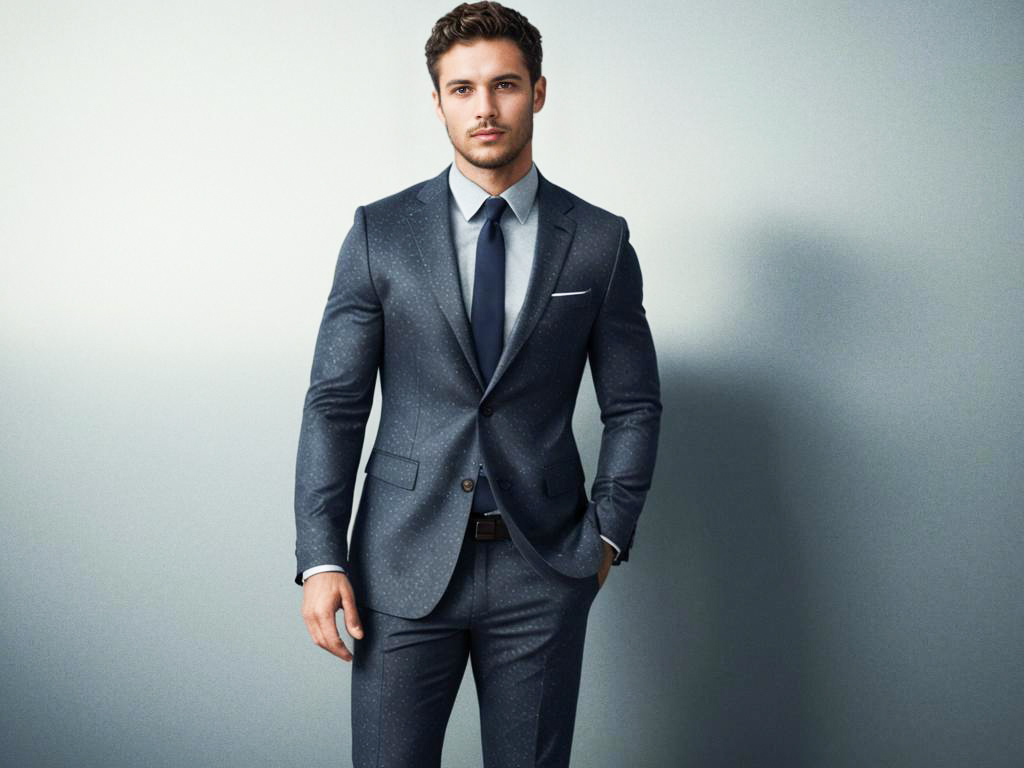 Stylish Young Man in Grey Suit