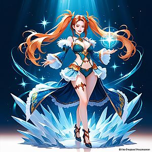 Fantasy Woman with Orange Hair Conjuring Magic