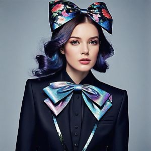 Woman with Purple Hair and Floral Bow