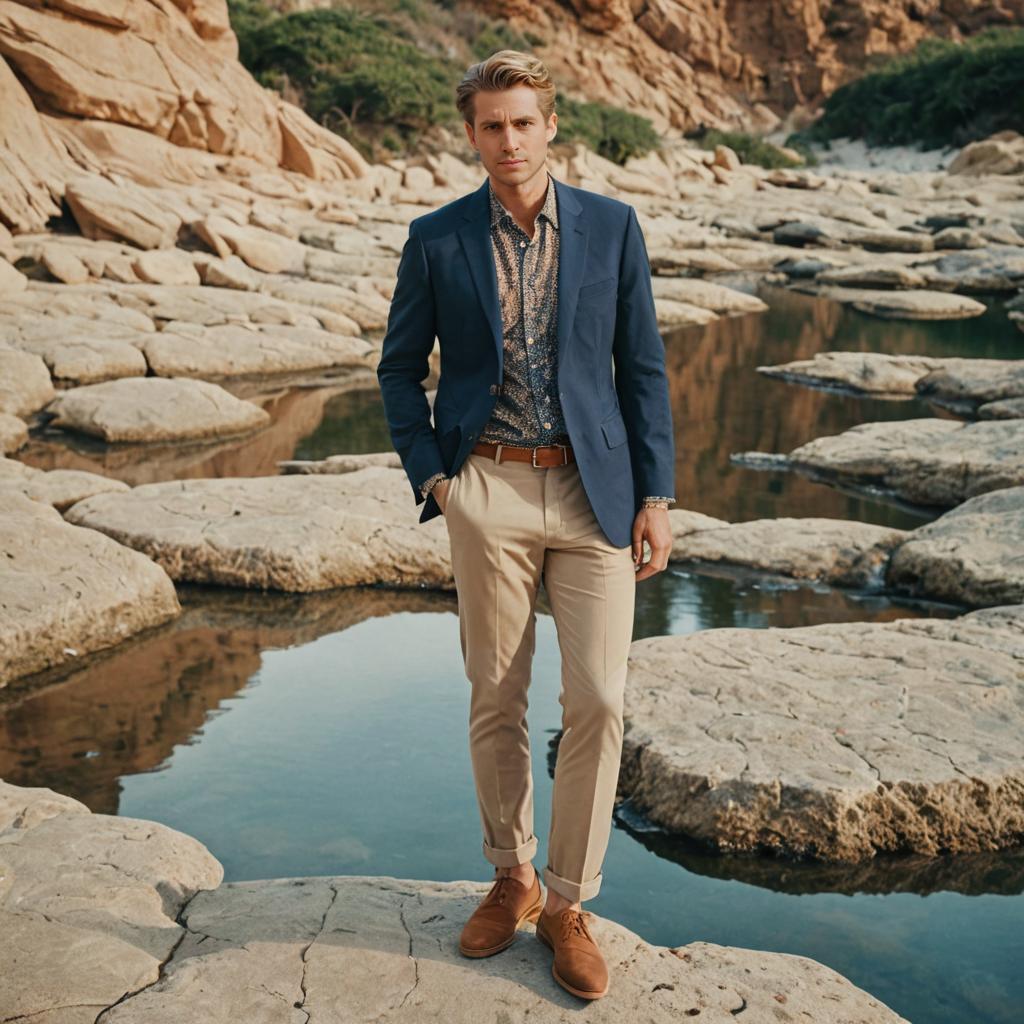 Stylish Man in Rugged Landscape