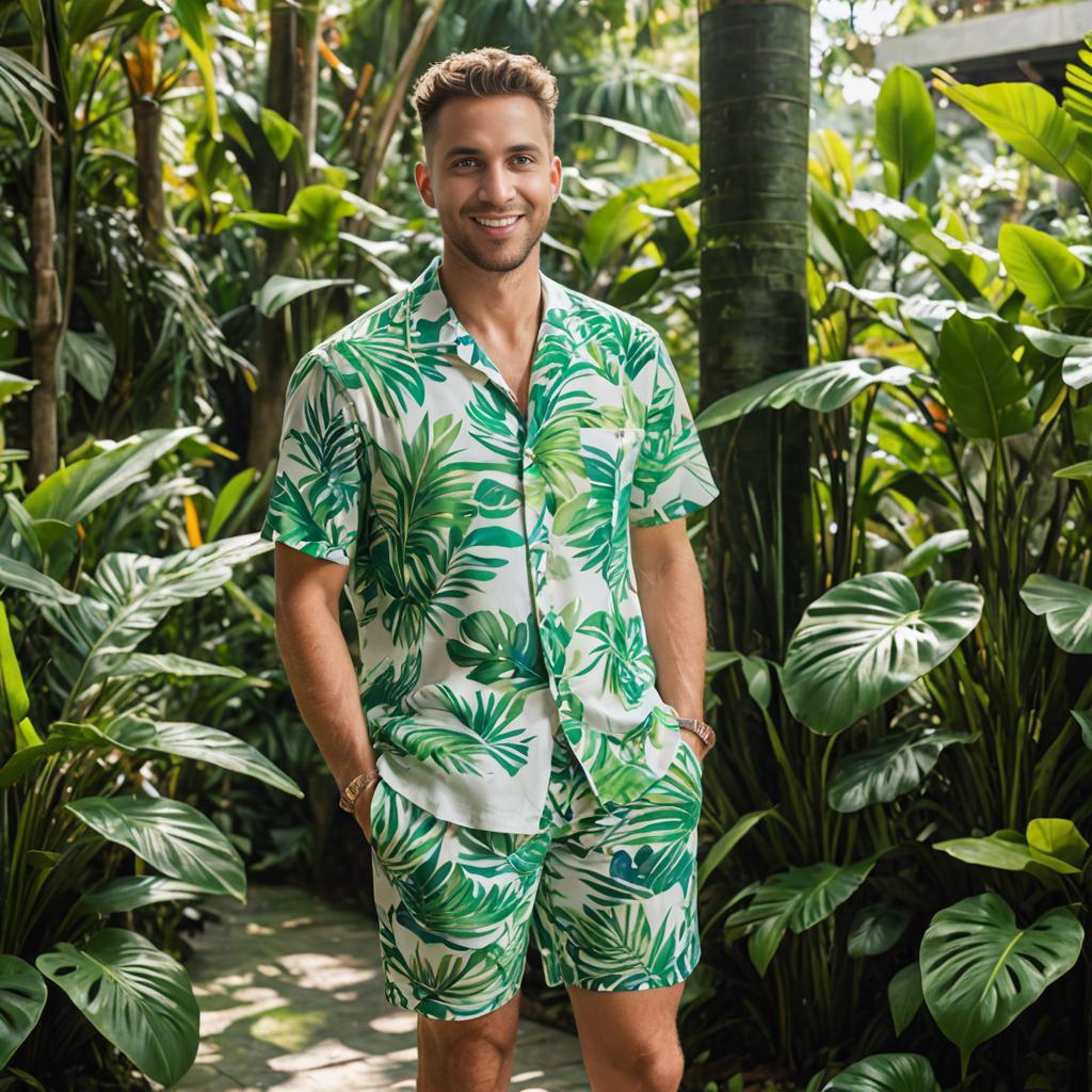 Smiling Man in Tropical Setting