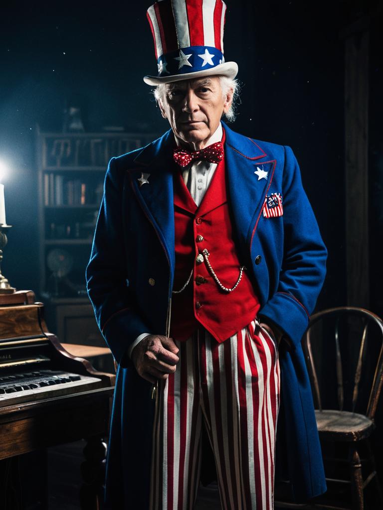 Elderly Man in Patriotic Costume