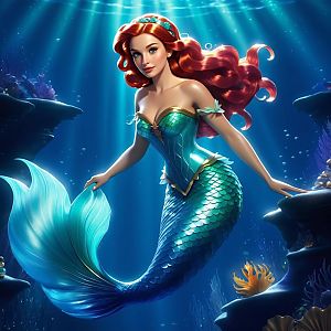 Vibrant Mermaid in Colorful Underwater World