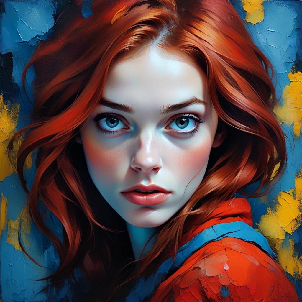 Portrait of a Woman with Red Hair and Blue Eyes Portrait of a Woman with Red Hair and Blue Eyes