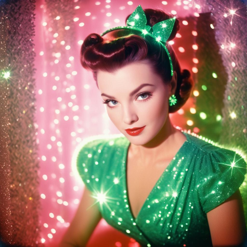 Glamorous Woman in Sparkling Green Dress