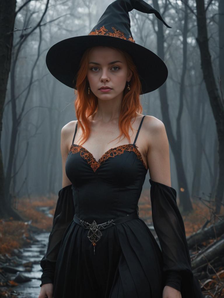 Mystical Sorceress in Misty Forest