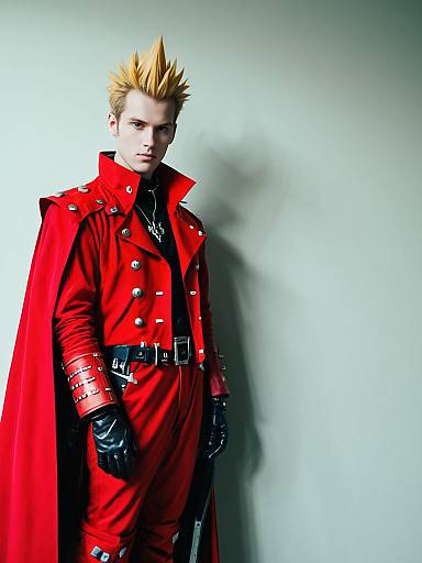 Man Cosplay Wearing Vash The Stampede Costume - Realistic Anime Photo