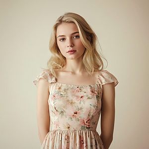 Young Woman in Floral Dress
