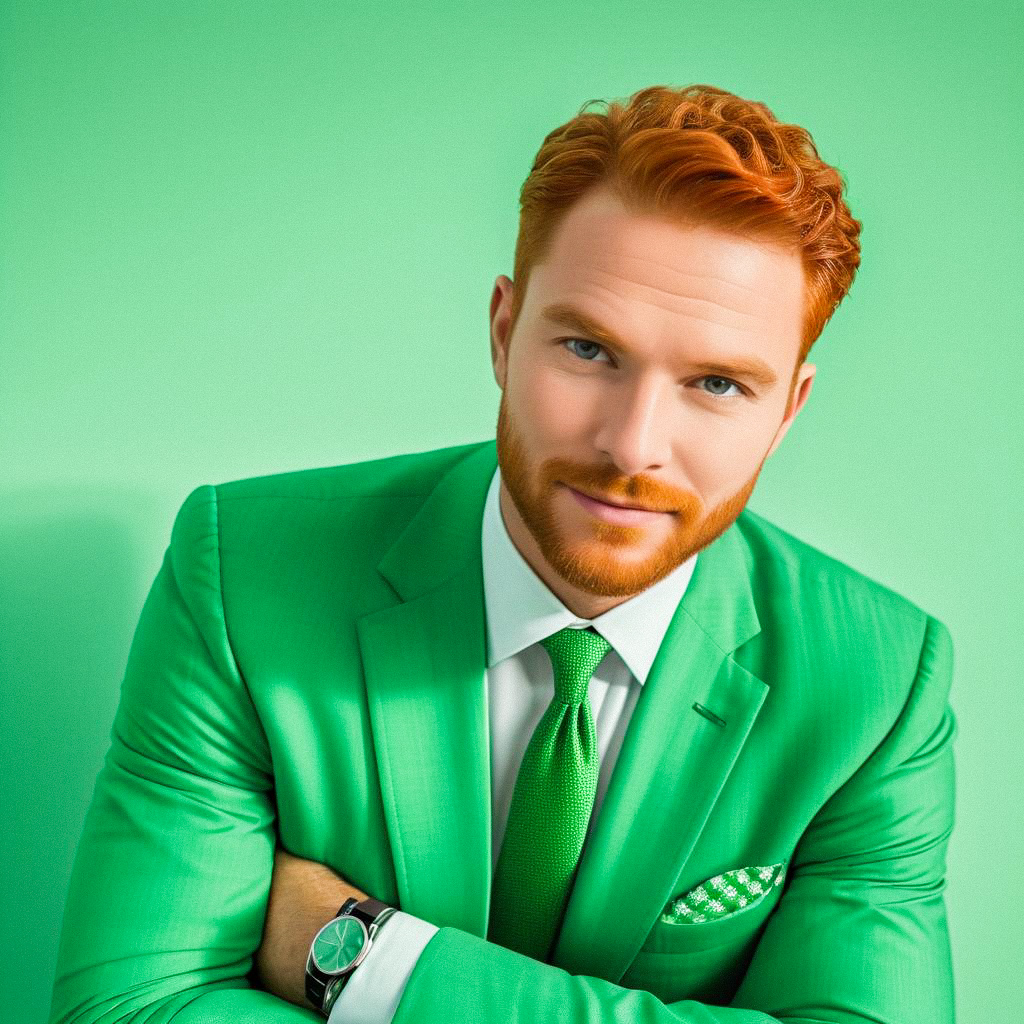 Man in Green Suit with Red Hair