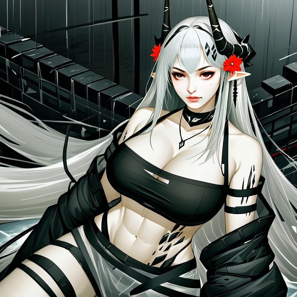 Mudrock Silent Night Anime Character Digital Art from Arknights