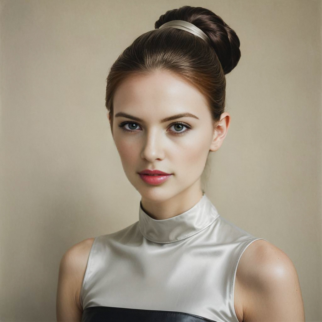 Elegant young woman in sleek top