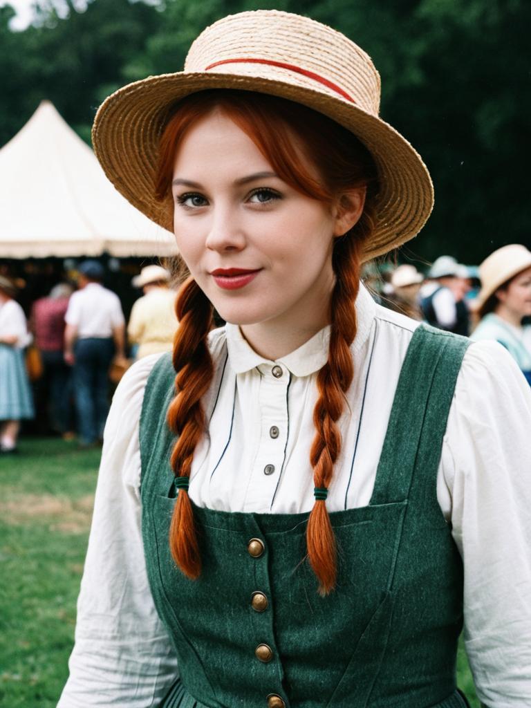 Woman in Anne of Green Gables Costume at Festival Outdoor Portrait