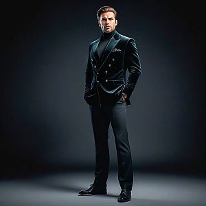 Stylish Man in Dark Suit - Sophisticated Fashion Portrait