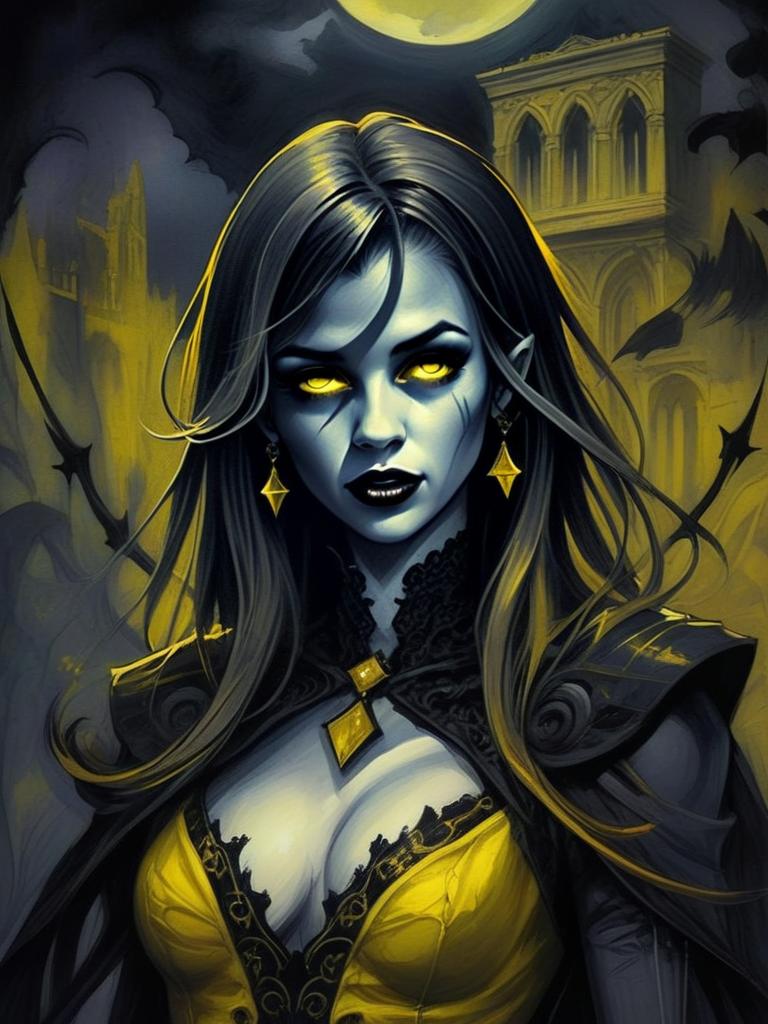 Mysterious Woman with Glowing Eyes in Gothic Fantasy Mysterious Woman with Glowing Eyes in Gothic Fantasy