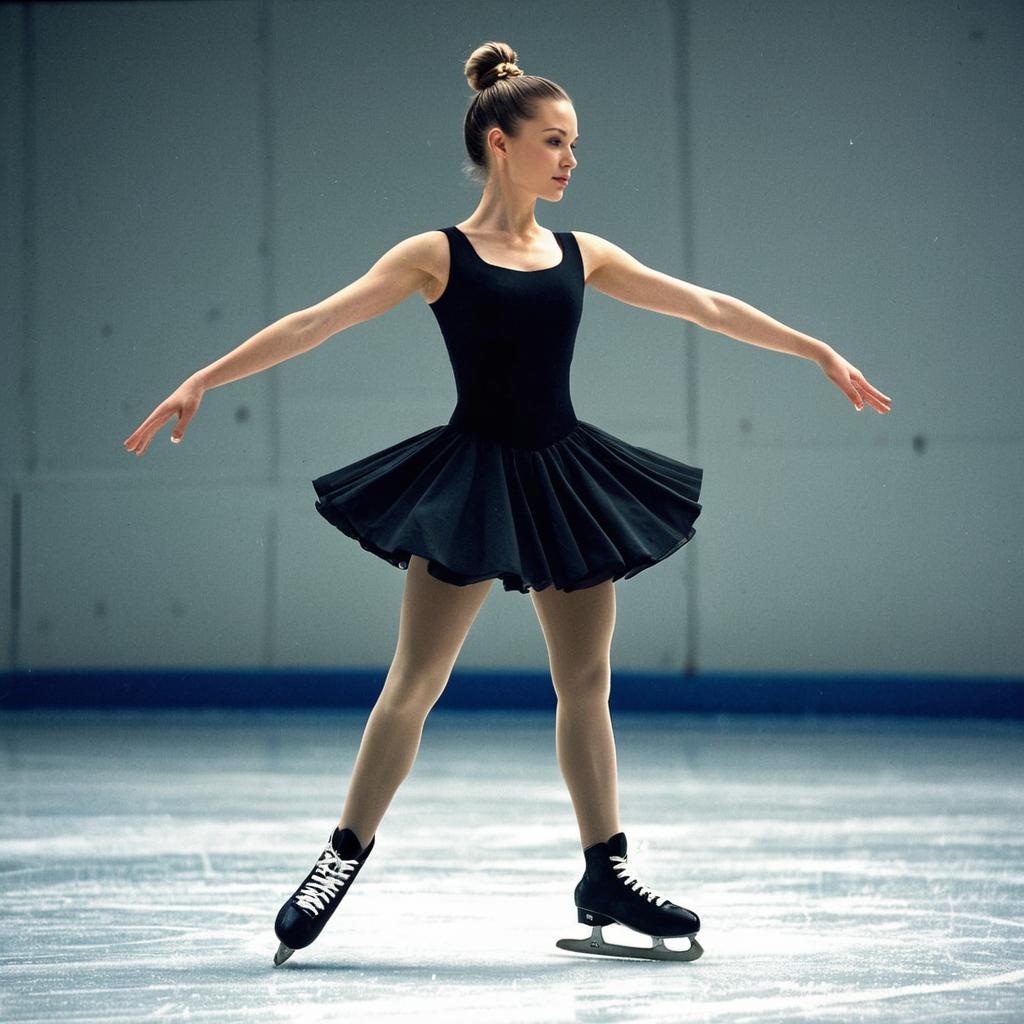 Elegant Woman Figure Skater in Black Dress Elegant Woman Figure Skater in Black Dress