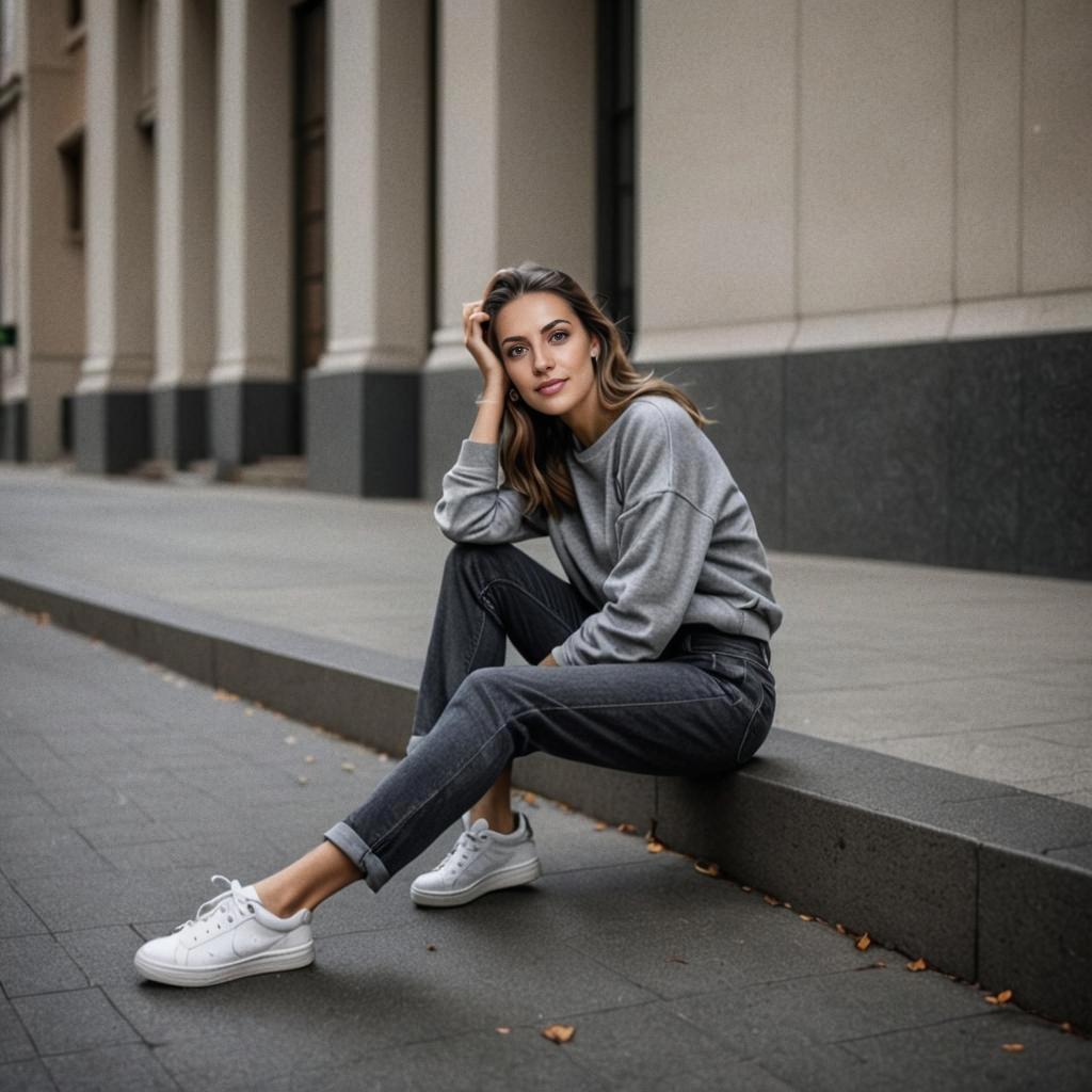 Stylish Young Woman in Urban Fashion