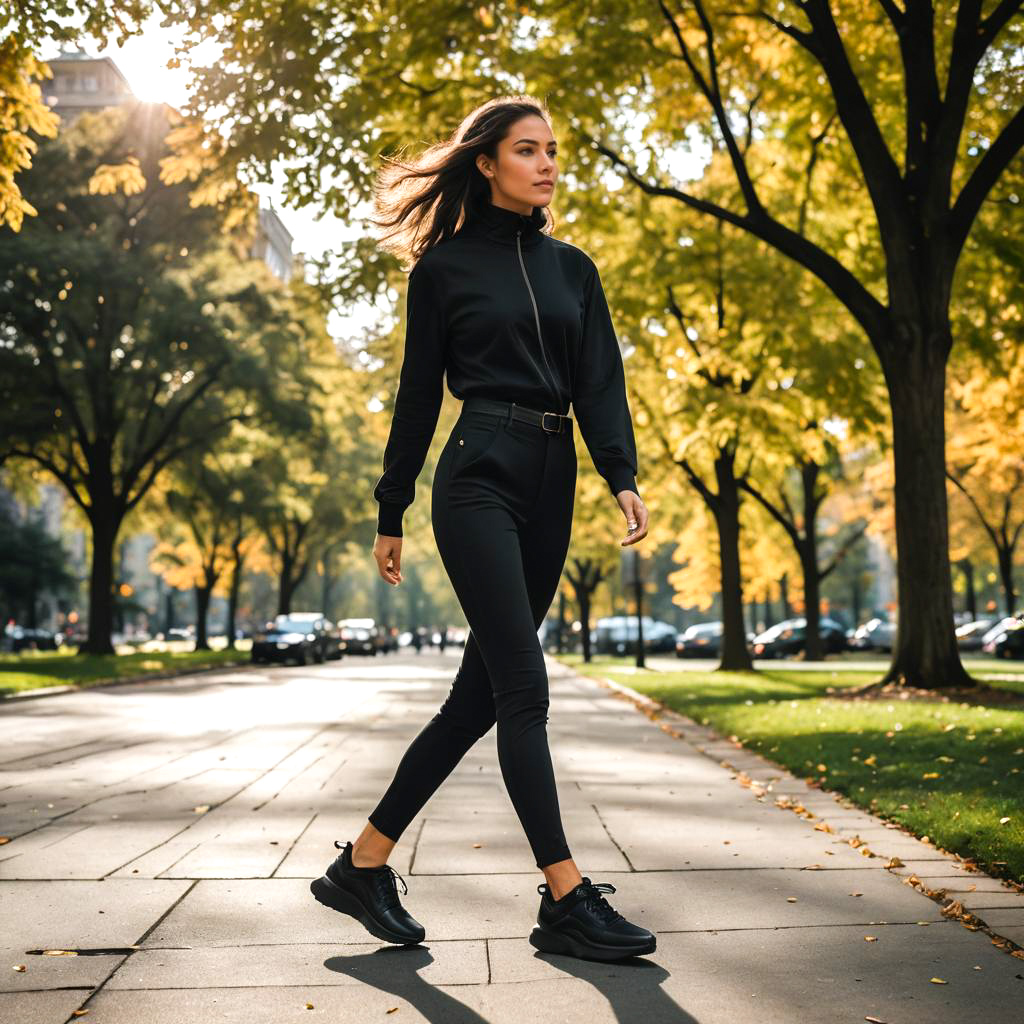 Stylish Woman in Autumn Park