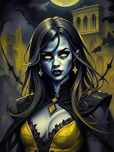 Mysterious Woman with Glowing Eyes in Gothic Fantasy