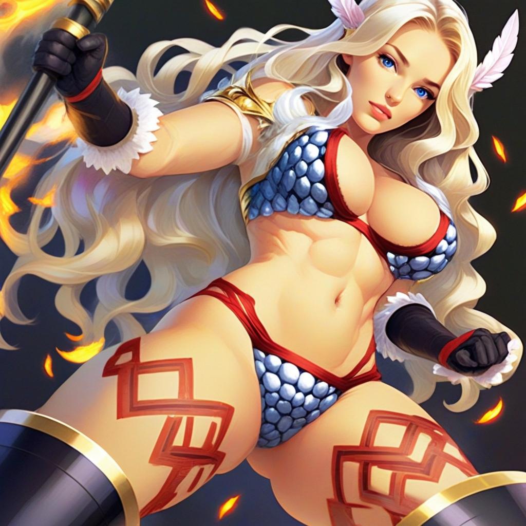 Fantasy Warrior Woman in Armor Bikini Digital Illustration
