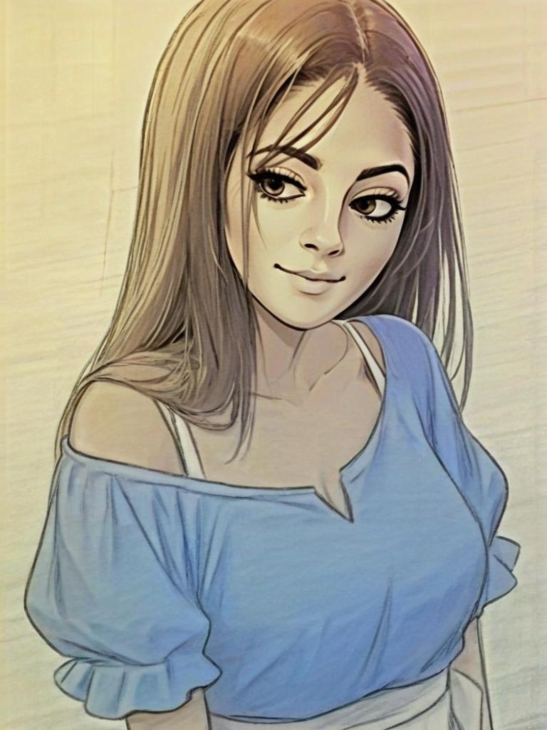 Stylized Digital Portrait of a Young Woman Stylized Digital Portrait of a Young Woman