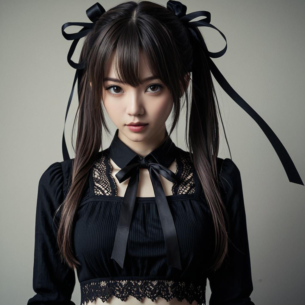Young Woman in Victorian Dress with Twin Tails Young Woman in Victorian Dress with Twin Tails