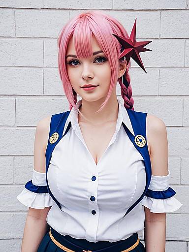 Asta Honkai Star Rail Cosplay Portrait with Pink Hair and Blue White Outfit