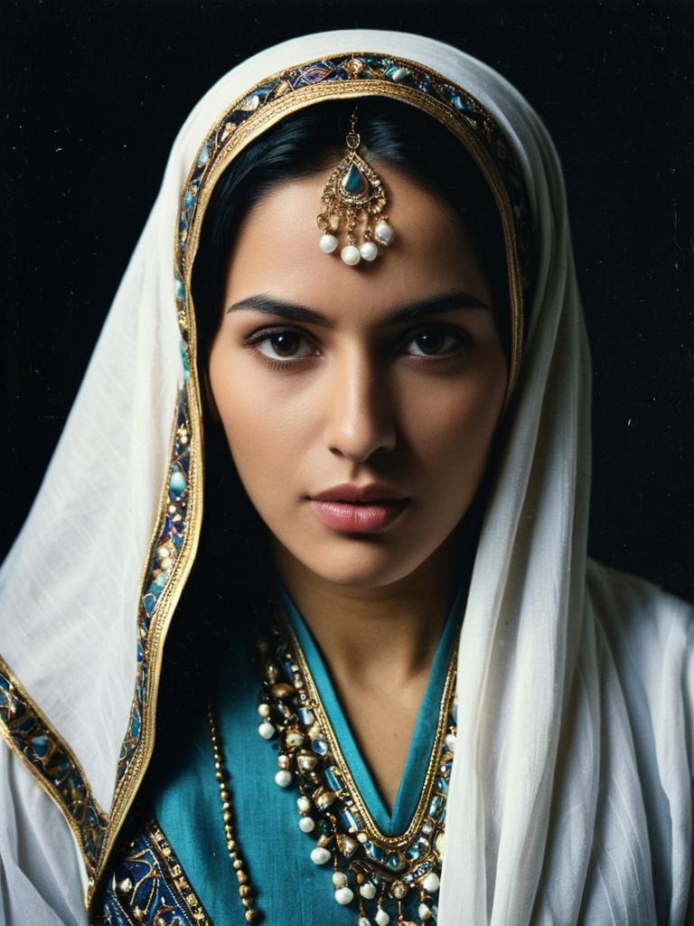 Photorealistic Detailed Studio Portrait of Woman in Arabian Dress
