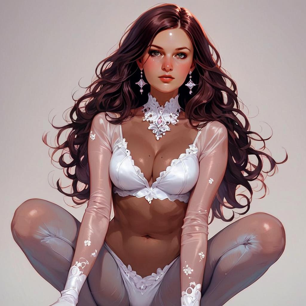 Elegant Woman in Floral Lingerie