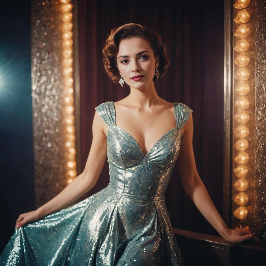 Elegant Woman in Glittering Dress