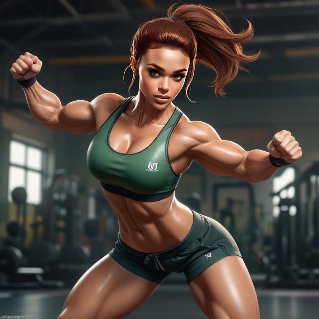 Athletic Woman in Gym - Fitness Pose