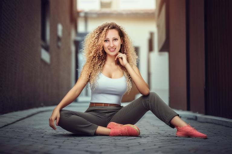 Casual Woman in Urban Alleyway