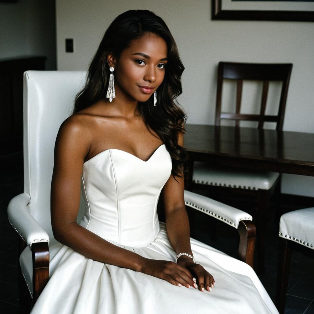 Elegant Woman in White Wedding Dress