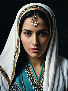 Photorealistic Detailed Studio Portrait of Woman in Arabian Dress