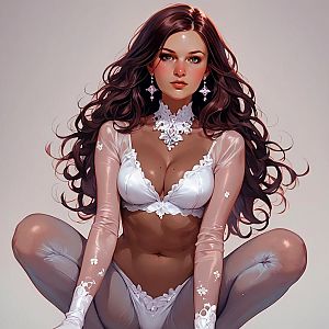 Elegant Woman in Floral Lingerie